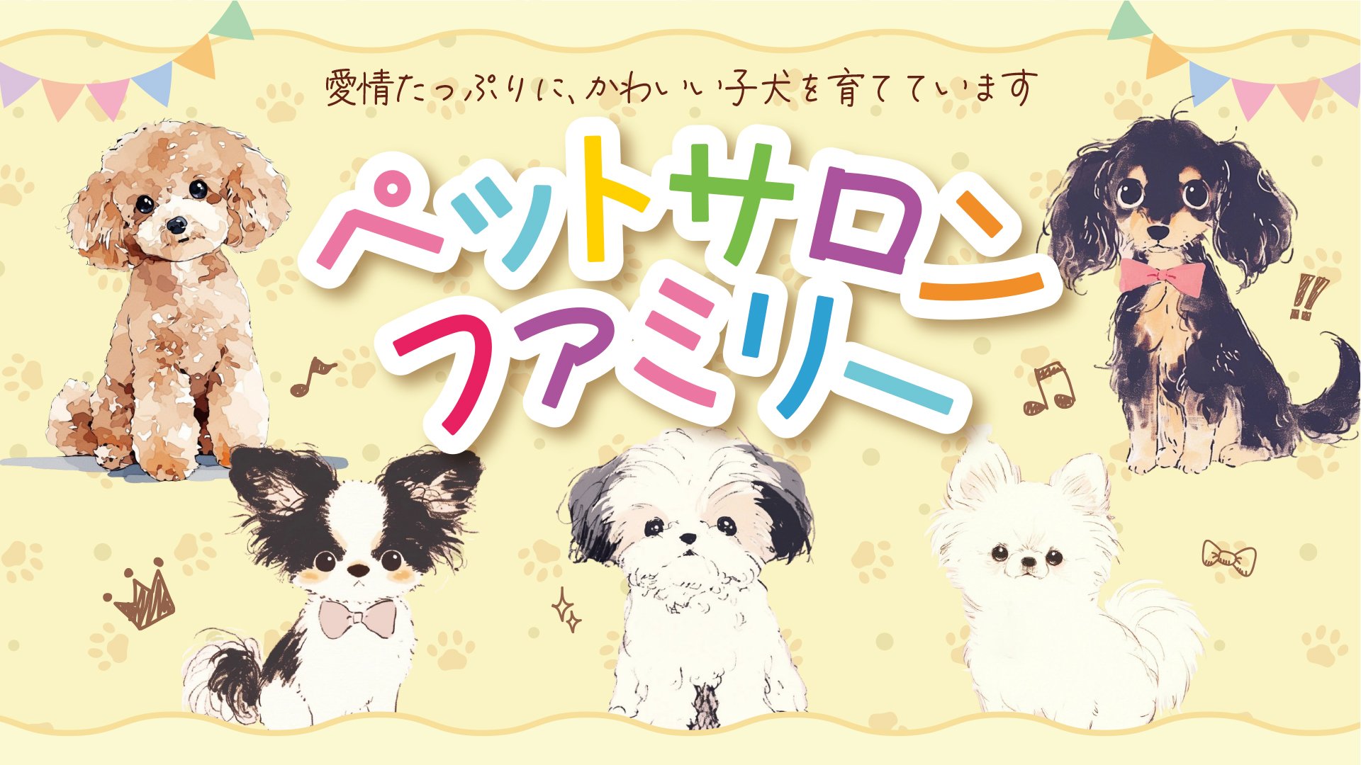 群馬県桐生市のペットサロン・ファミリー。愛情たっぷりにかわいい子犬を育てています。
